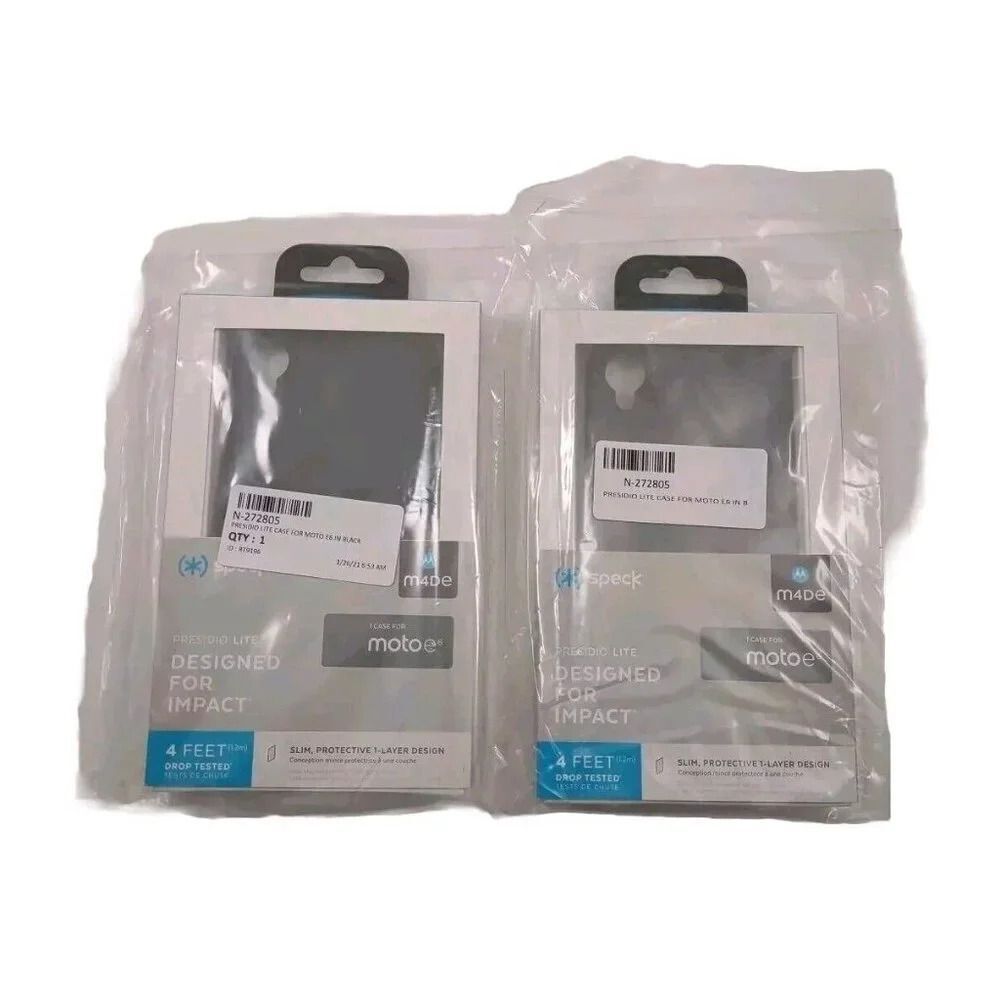 Moto E6 Case Speck Presidio Lite Slim & Protective Black 4ft Drop Lot of 2